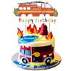 Topper ozdoby na tort napis Happy Birthday straż pożarna auto dekoracje urodzinowe